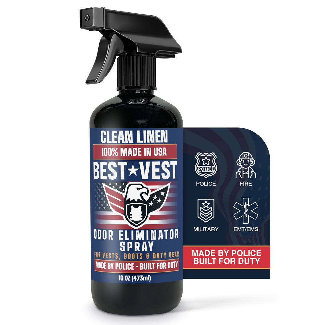 Best Vest odor eliminator spray for work boots, uniforms, and bulletproof vest carriers