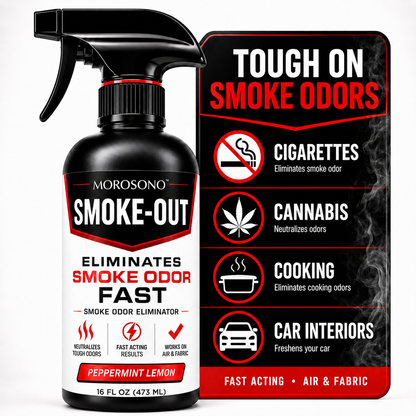 Smoke-Out Smoke Odor Eliminator Spray, 16 oz Peppermint Lemon Deodorizer for Car, Home, Clothes, Fabric, Cigarette, Cigar, Pet and Food Odors