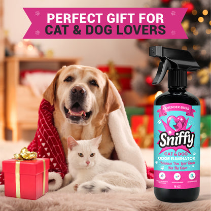 Sniffy Pet Odor Eliminator Spray (2×16oz) – Lavender Bliss | Cat & Dog Urine & Litter Box Smell